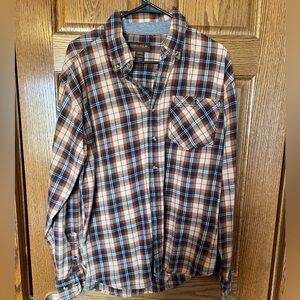 🦋3 for $10🦋 Navy & Rust Orange Plaid Men's Button-Down Shirt